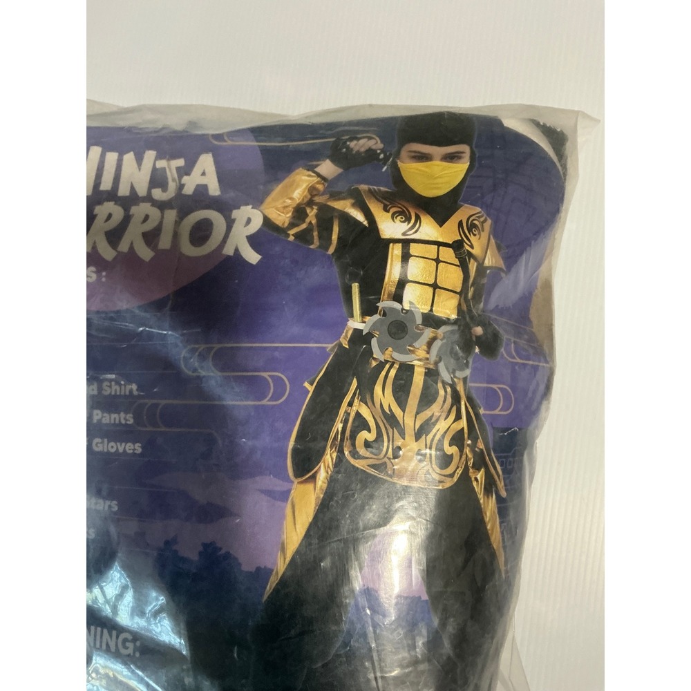 Spooktacular Creations Gold Ninja Warrior Costume Boys Small Black Gold 16pc Set - Picture 3 of 7